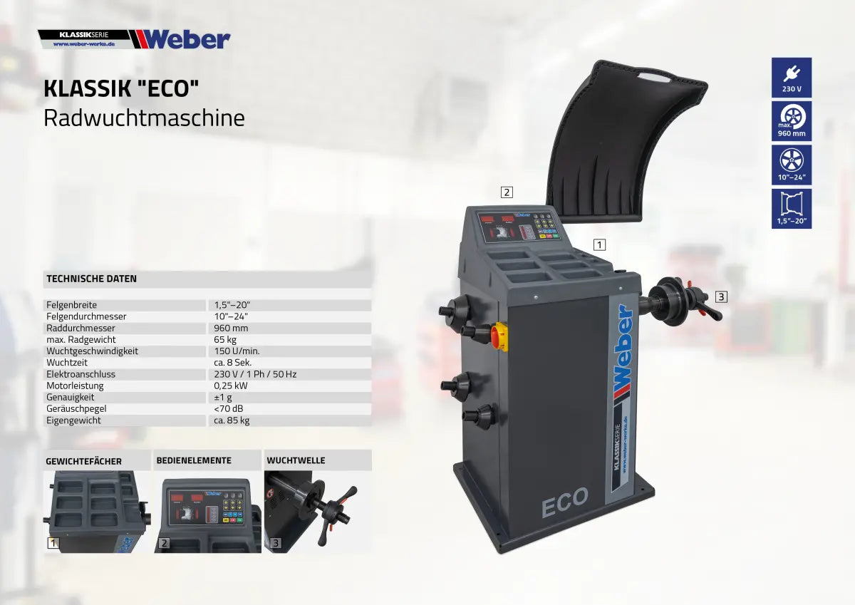 PKW Radwuchtmaschine Weber Klassik Serie "ECO"