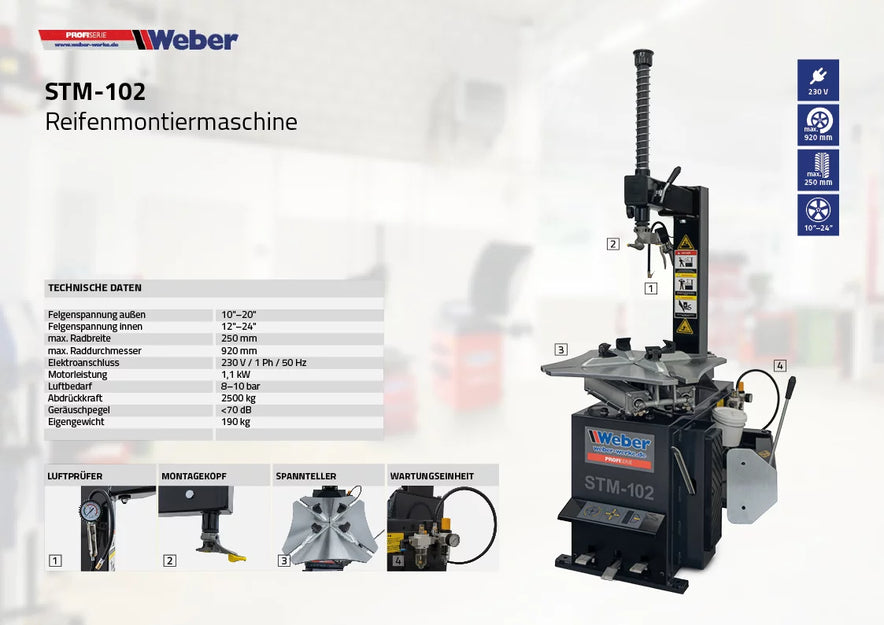 PKW Reifenmontiermaschine Weber Profi Serie STM-102
