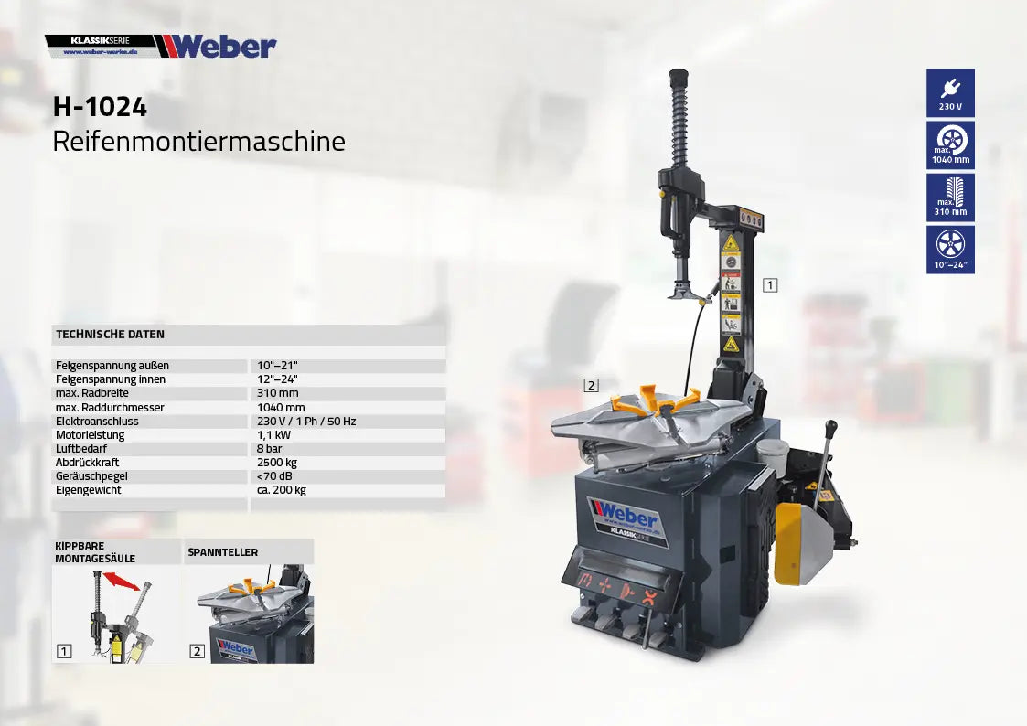 PKW Reifenmontiermaschine H-1024 und Radwuchtmaschine "ECO" inkl. Hilfsmontagearm rechts