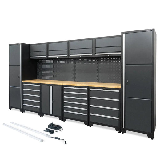 Professionelles Werkstatt Schranksystem Serie 610 16-teilig inkl. LED-Beleuchtungsset