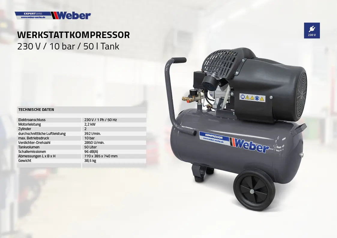 PKW Reifenmontiermaschine 1021 und Radwuchtmaschine "ECO" inkl. Werkstattkompressor 230 V / 10 bar / 50 l Tank
