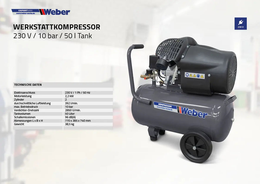 PKW Reifenmontiermaschine 1021 und Radwuchtmaschine "ECO" inkl. Werkstattkompressor 230 V / 10 bar / 50 l Tank