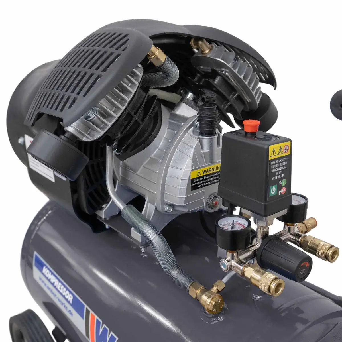 PKW Reifenmontiermaschine STM-102 und Radwuchtmaschine STW-202 inkl. Hilfsmontagearm rechts und Werkstattkompressor 50 l GRATIS