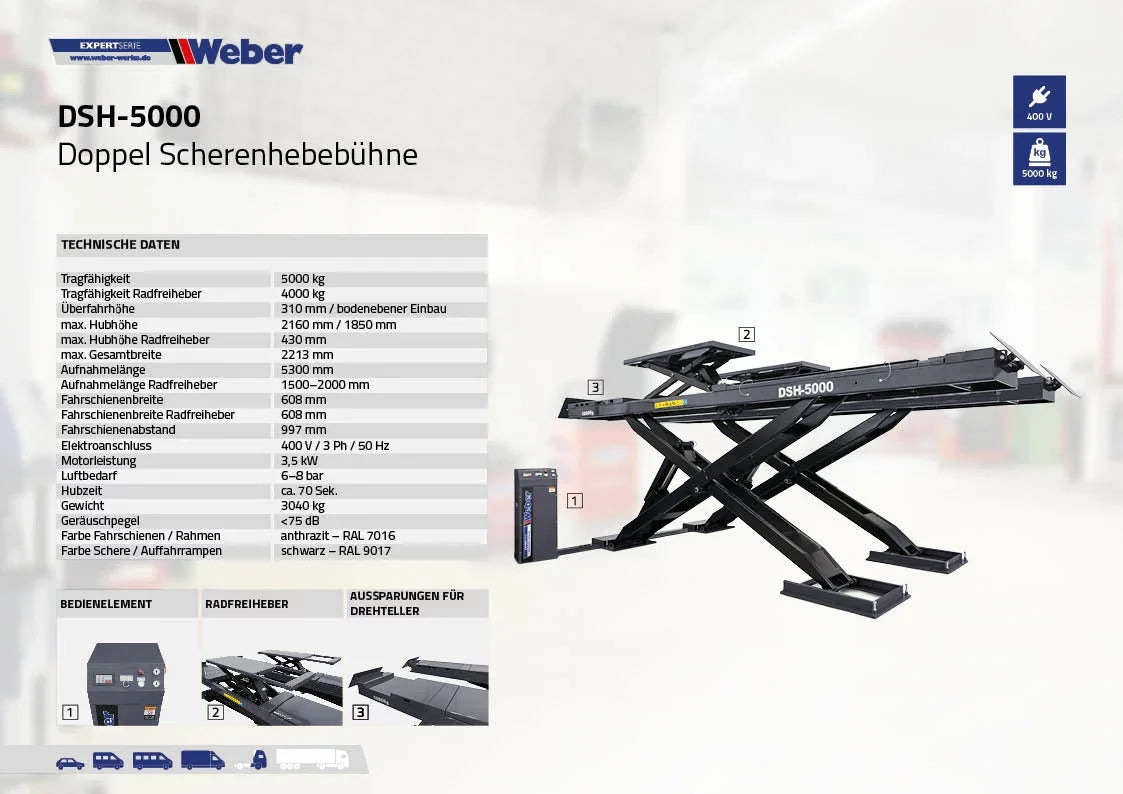 Scherenhebebühne für Achsvermessung Weber Expert Serie DSH-5000