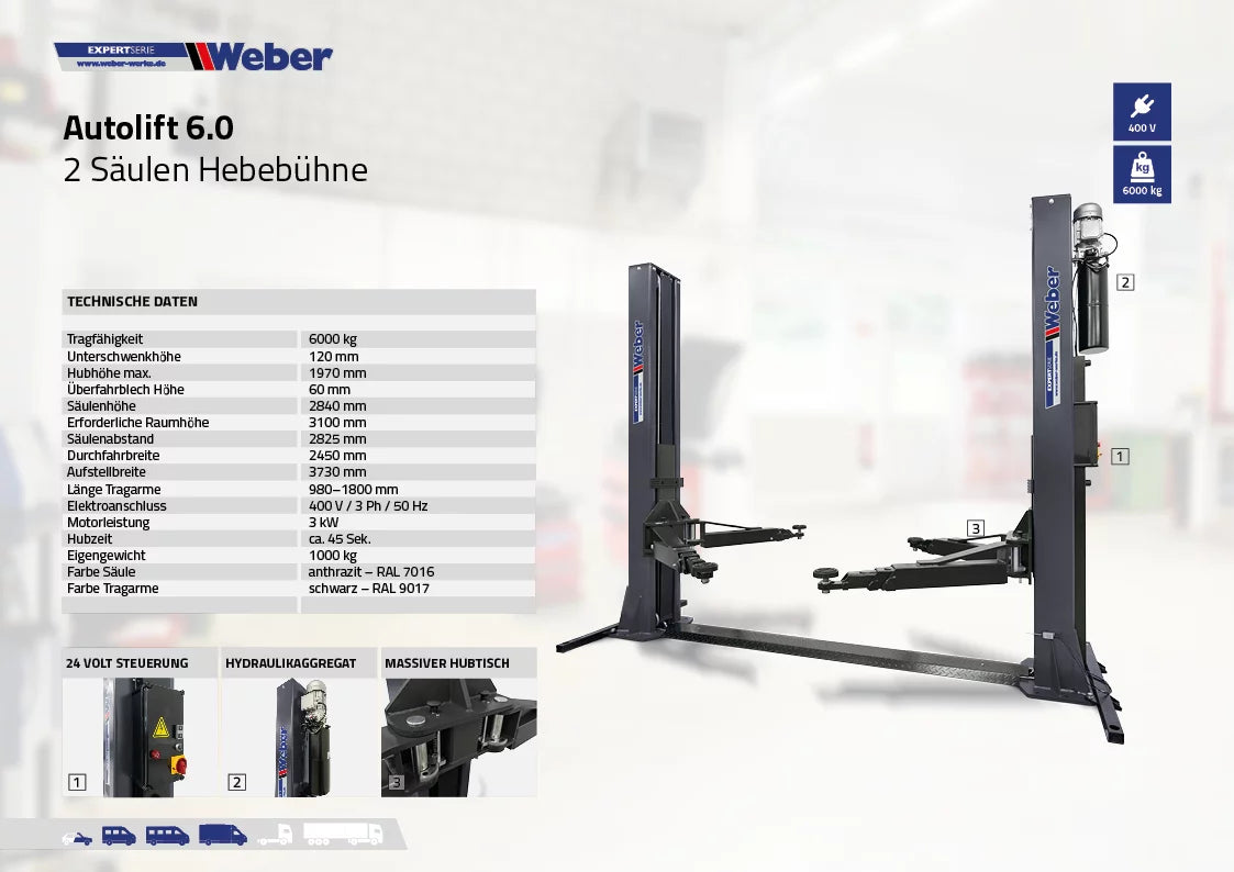 2 Säulen Hebebühne Weber Expert Serie Autolift 6.0